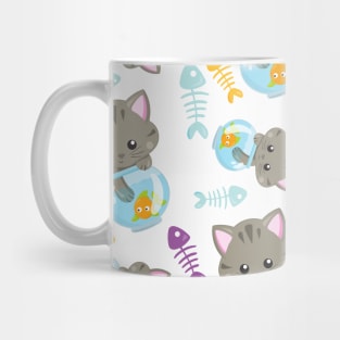 Pattern Of Cats, Cute Cats, Kittens, Fish Mug